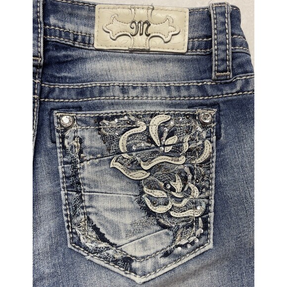 Miss Me Signature Skinny Women's Size 26 Patched Distressed Rhineston Jeans - Picture 11 of 14